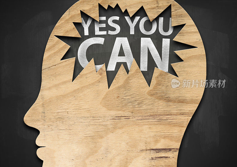 Yes You Can with human head shape / Blackboard concept(点击查看更多)